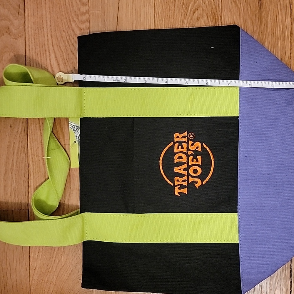 Trader Joe's Black Purple Green Tote Bag - Picture 4 of 4